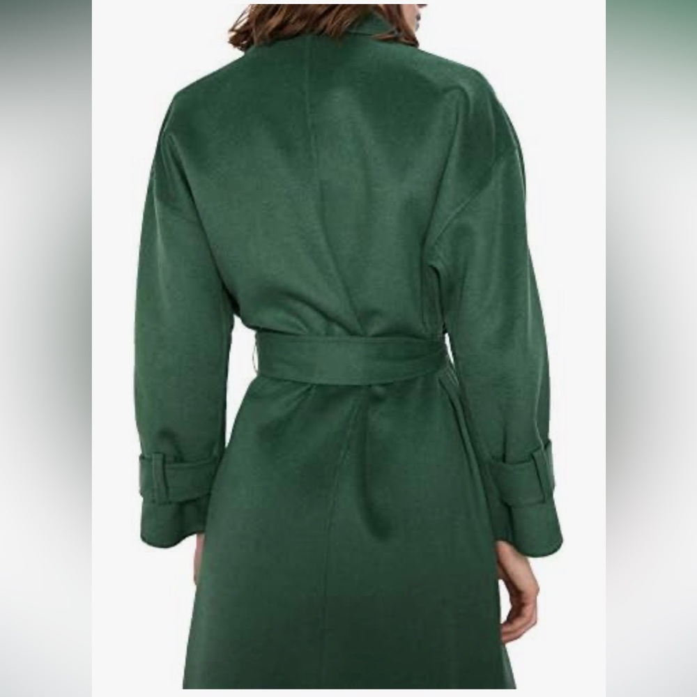 Green Zara Belted Wool Trench - Picture 3 of 7